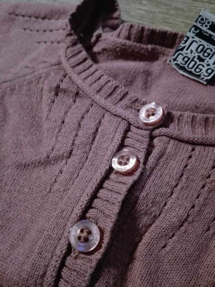 Boléro gilet court bébé fille 6 mois vieux rose TAO - photo numéro 2