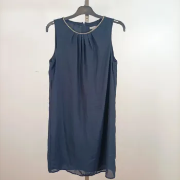 Robe bleu marine fluide H&M taille 38 sans manches col rond A886