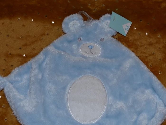 Doudou plat ours bleu blanc Tex neuf - photo numéro 2