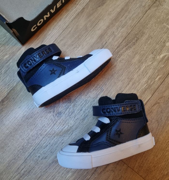 basket montante cuir converse pro blaze noir et bleu marine taille 20 - photo numéro 4