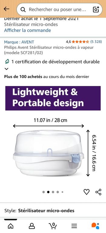 Stérilisateur biberon Philips 