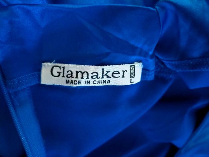 Robe satinée bleue – Glamaker – Taille L - photo numéro 13