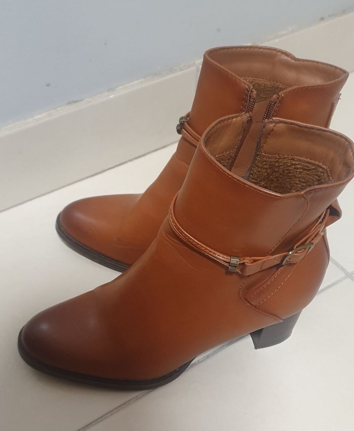 Bottine en cuir camel - photo numéro 4