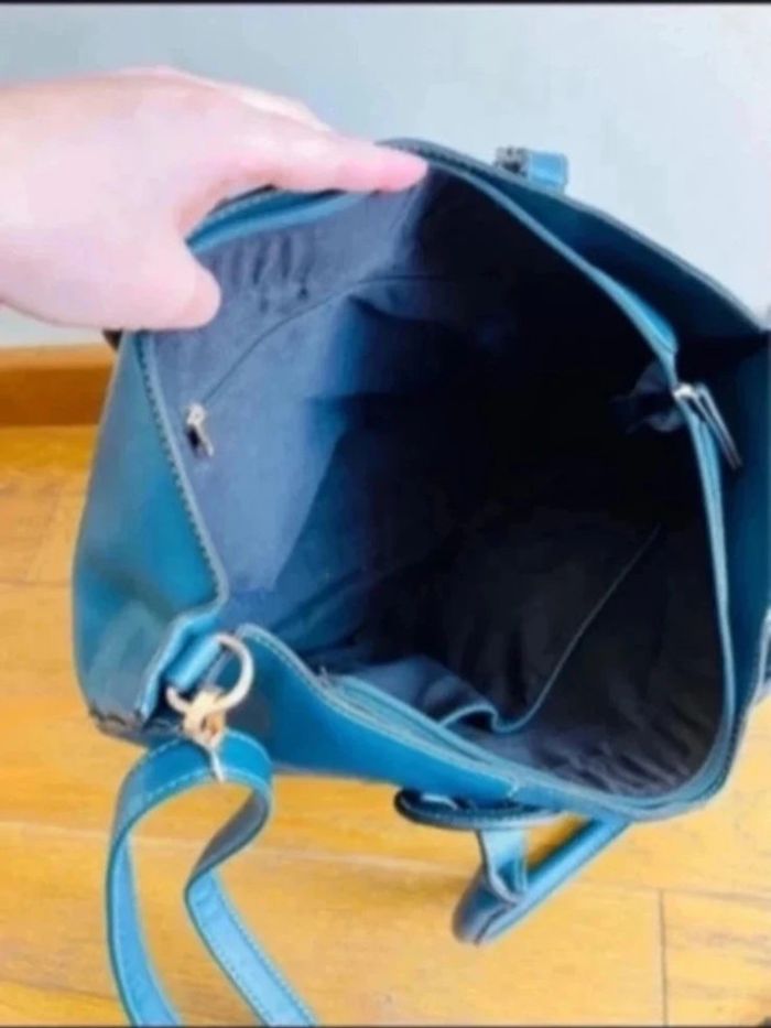 Sublime sac à main bleu turquoise canard avec poignée et bandoulière - photo numéro 6