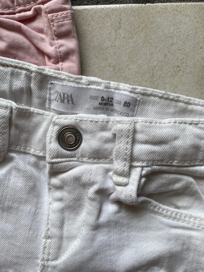 Lot jean fille 12 mois Zara denim rose blanc - photo numéro 8