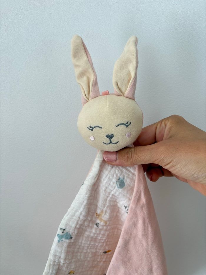 Doudou lapin lange rose - photo numéro 9