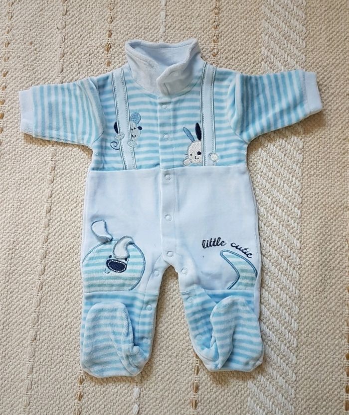 Pyjama Velours, taille 1-3 mois