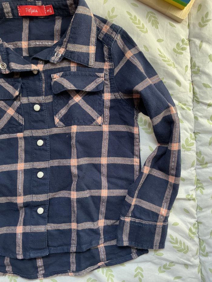 chemise manches longues marine et rose 3 ans tissaia - photo numéro 4