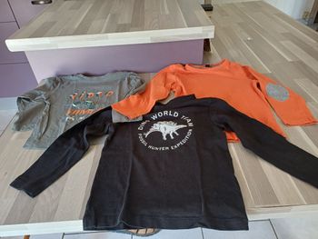 3 tee shirts manches longues pour garçons Taille 4 ans