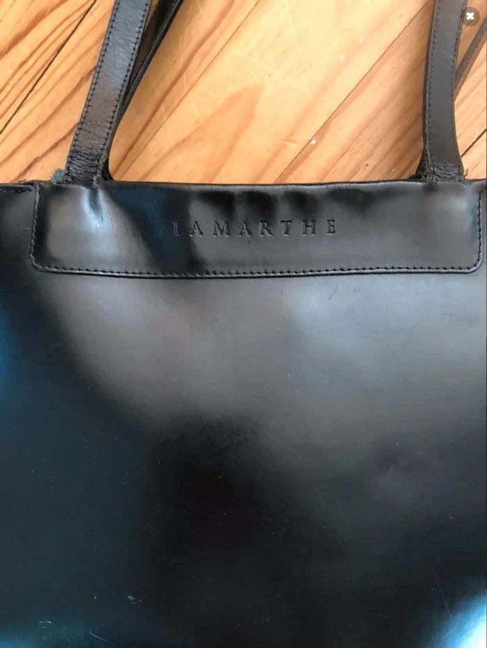 🔆 Chic et TBE sac Lamarthe noir cuir L30 x H26,5 cm et 58 cm avec lanière P 9 cm - photo numéro 2