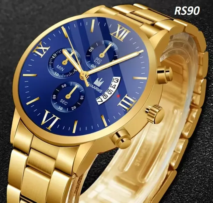 Montre à quartz en acier inoxydable pour hommes, faux trois yeux, six broches - photo numéro 2