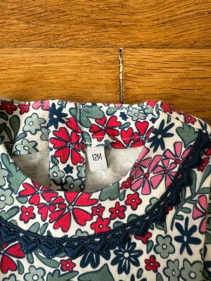 Robe à motifs fleurs et broderie cœurs - 12 mois - photo numéro 4