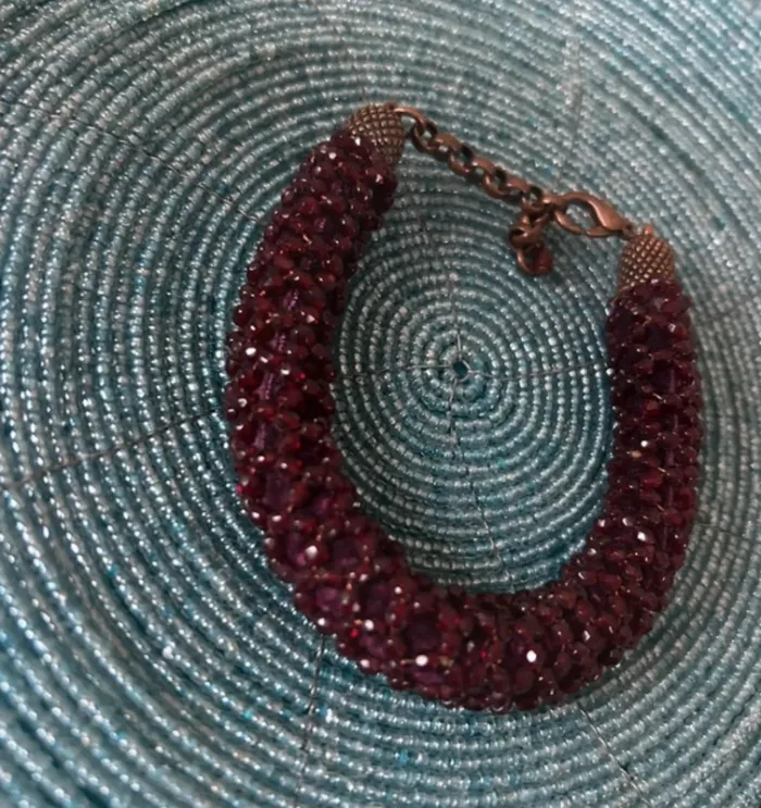 Bracelet perles, brillant, grenat, femme, vintage - photo numéro 2