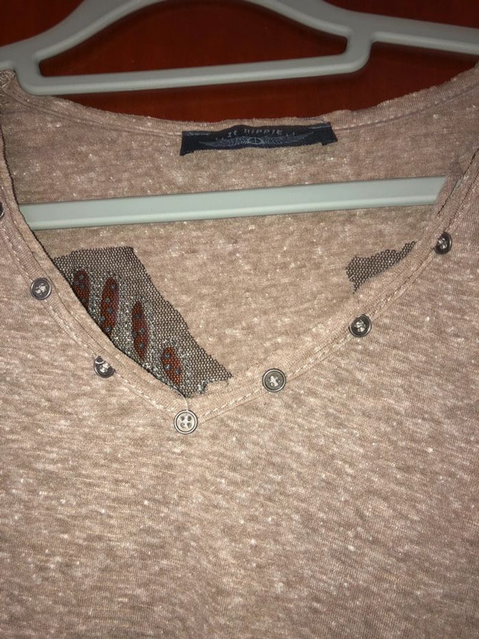Pull léger beige col v It Hippie - photo numéro 3