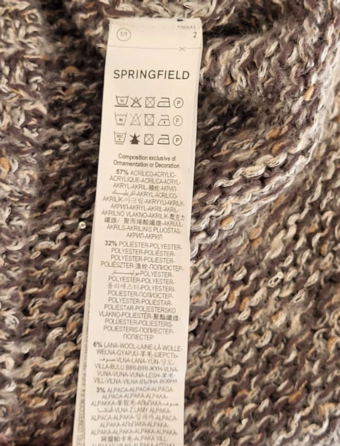 Pull col V gris beige chiné Springfield Taille S ou 36 - photo numéro 12