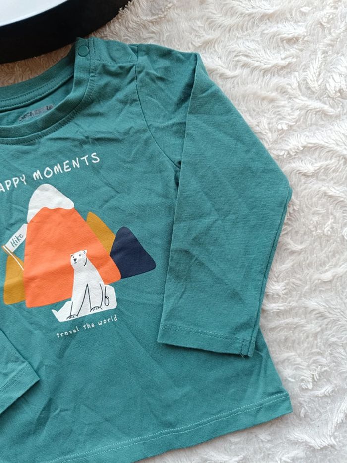 Tee shirt chemise manches longues Garçon 18 mois Ours montagne happy moments Travel world 100% coton - photo numéro 5