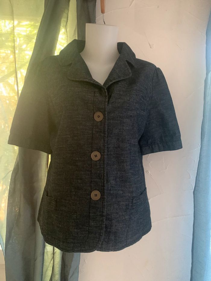 Veste Blanche porte en Jean manches courtes taille 44 - photo numéro 3