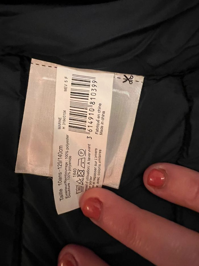 Vends manteau doudoune Monoprix bleu marine très bon état 10 ans - photo numéro 4