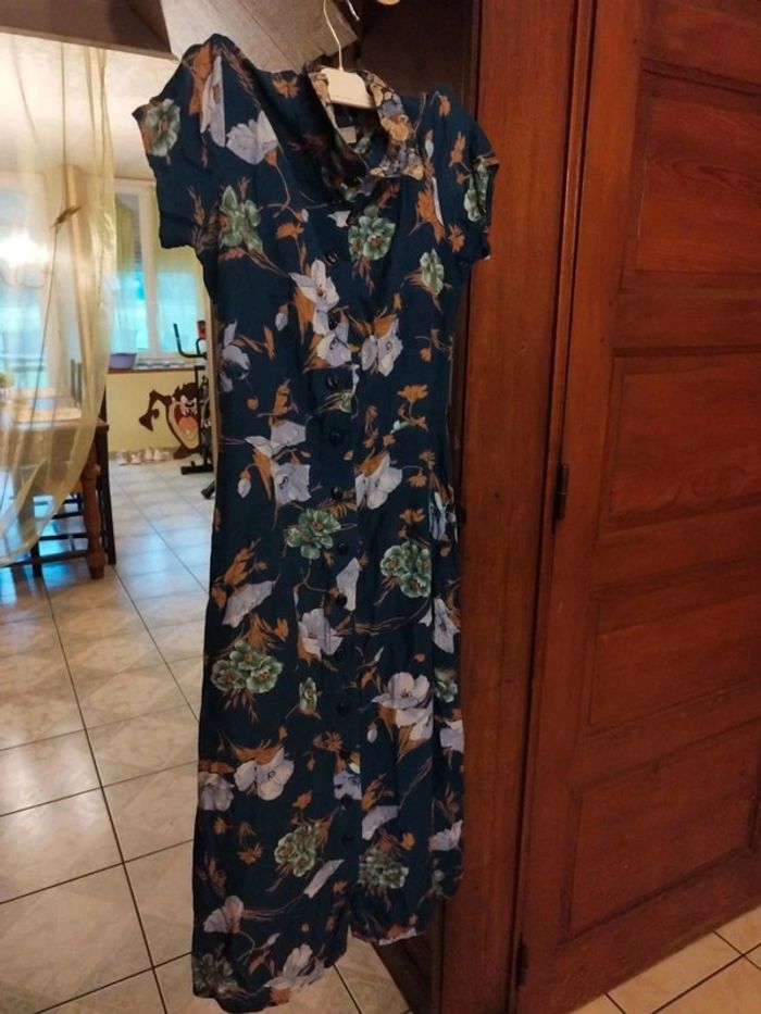 Robe longue bleue avec passants S/36 vintage - photo numéro 3