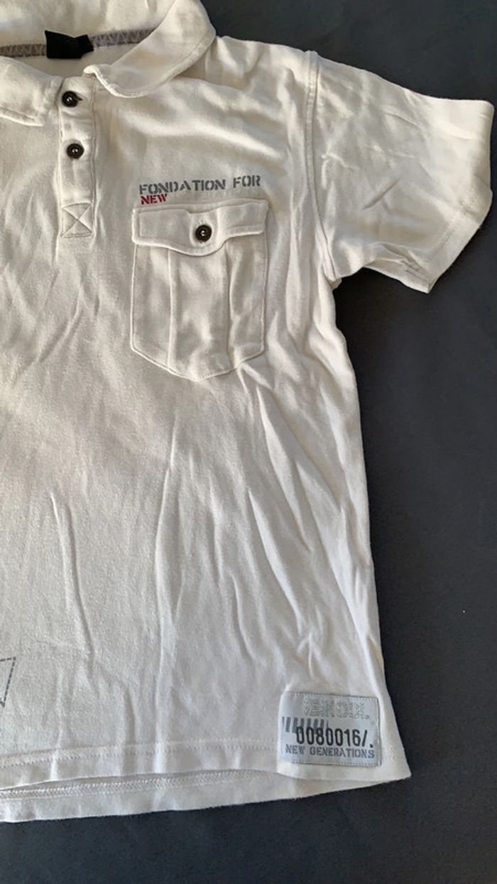 Polo blanc imprimé 12 ans - photo numéro 3