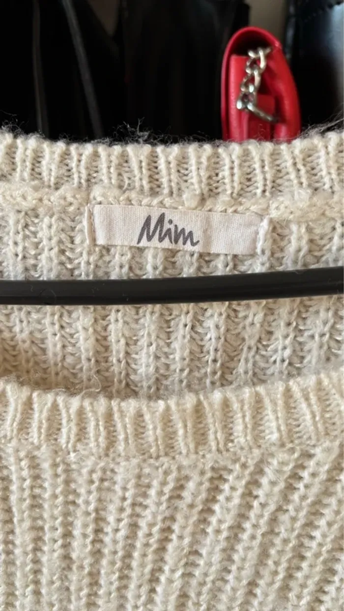 Joli pull blanc en maille col rond - photo numéro 3