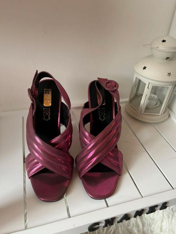 Sandales ouvertes talons violet foncé brillante T40 Atmosphère BE 👡 - photo numéro 3