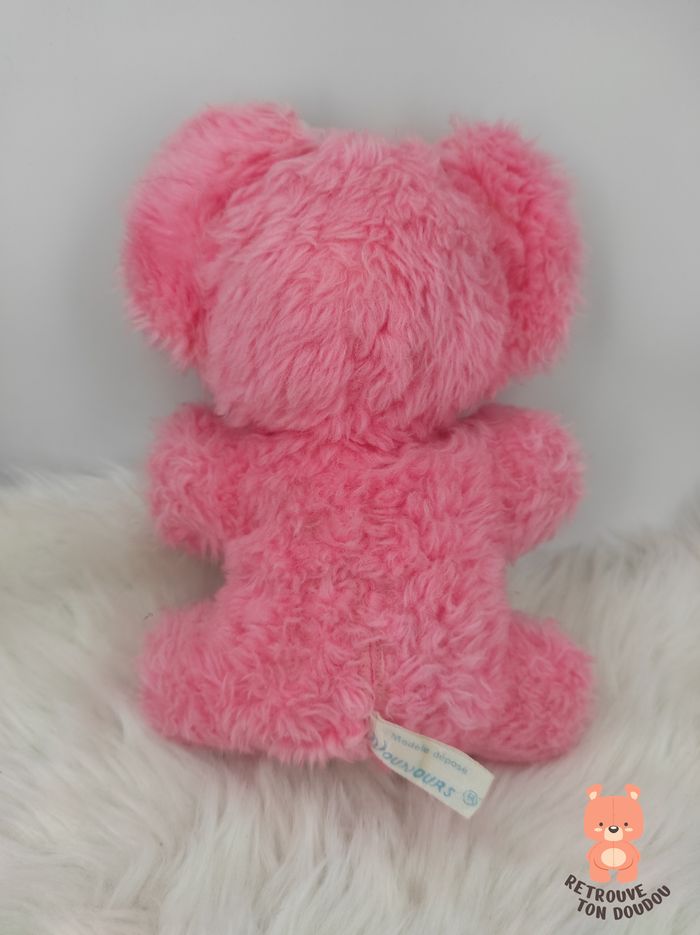 Doudou Souris Rose et Blanche Nounours Vintage 20 cm - photo numéro 2