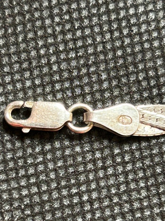Beau collier plat en argent massif tressé femme TBE - photo numéro 7