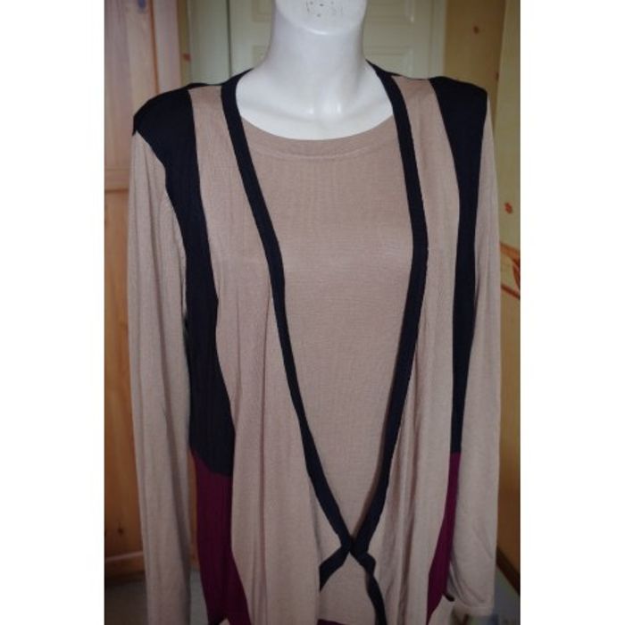 Cardigan long tricolore en maille chaude PAUL BRIAL 42 - photo numéro 6