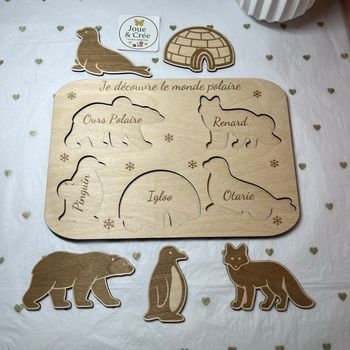 Puzzle en bois montessori pour enfant « Je découvre le monde polaire »