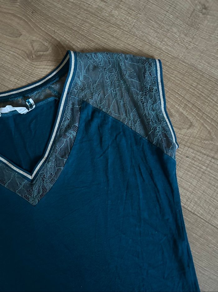 Haut bleu canard et doré à manches courtes Naf Naf taille M TBE - photo numéro 9