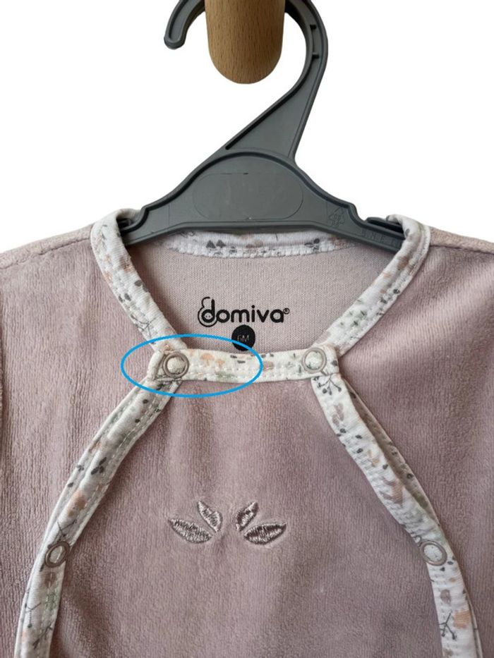 Pyjama velours beige-rosé - Domiva 6 mois - photo numéro 2