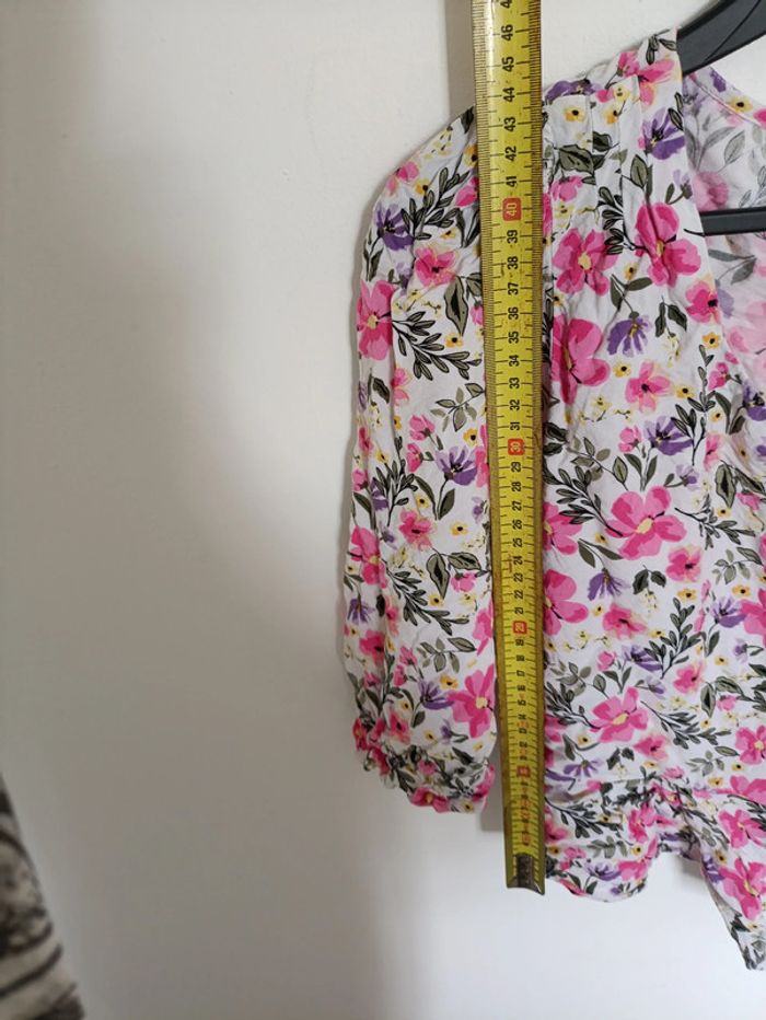 Haut chemises fleuri rose à manches bouffantes vintage - photo numéro 4