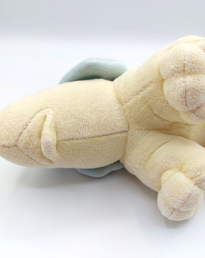 Peluche doudou chien jaune CHICCO grelot oreilles bleues 25 cm ancien - photo numéro 7