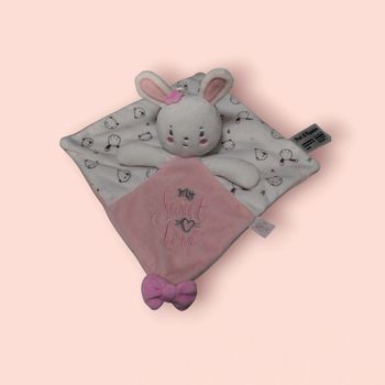 Doudou lapin 🐰 Blanc Rose Pat et ripaton