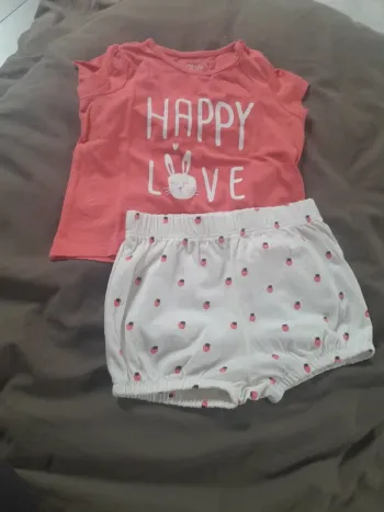 Ensemble T-shirt + Short In Extenso 12 mois fille