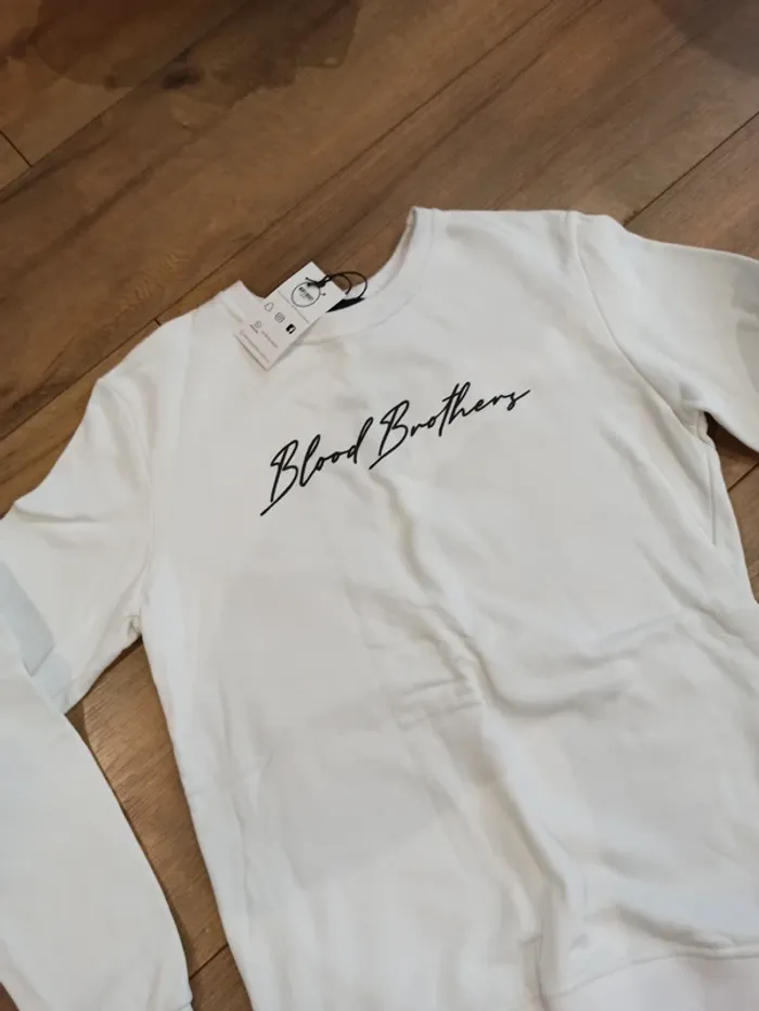 Pull blanc homme manches longues S - photo numéro 3