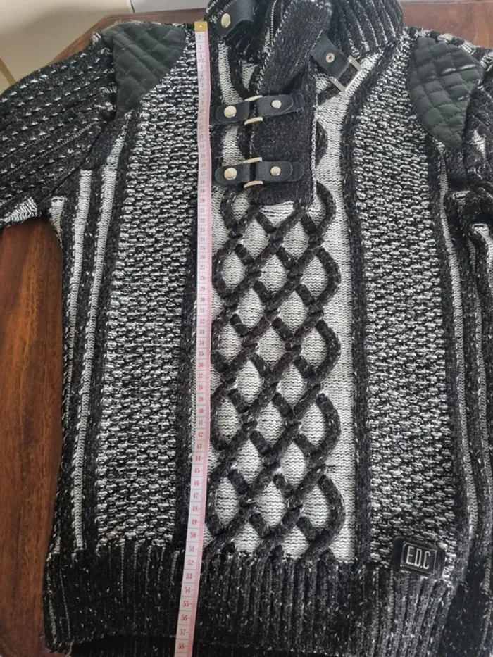 Pull noir et blanc Enzo di Carpi Homme Taille S - photo numéro 8