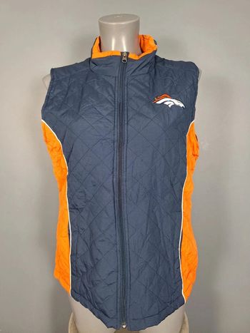 Veste sans manche nfl femme / taille M orange et bleu brodé (246)