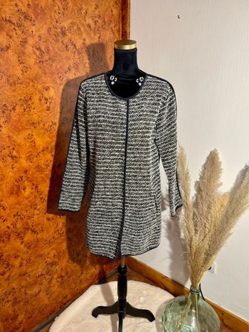 Veste longue chic ichi - Noir & Blanc - Taille L