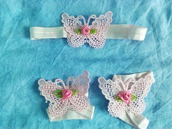 Lot de parure papillons brodés pour bébé fille