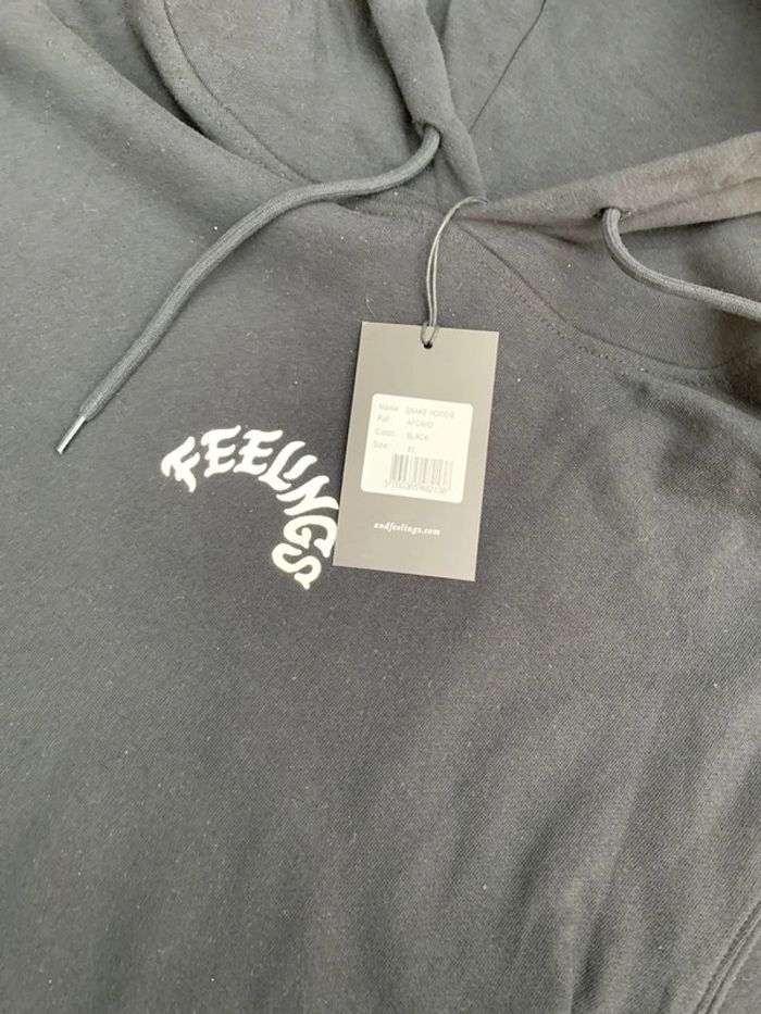 Pull 100 coton noir capuche poche ventral taille xl idéal cadeau - photo numéro 2