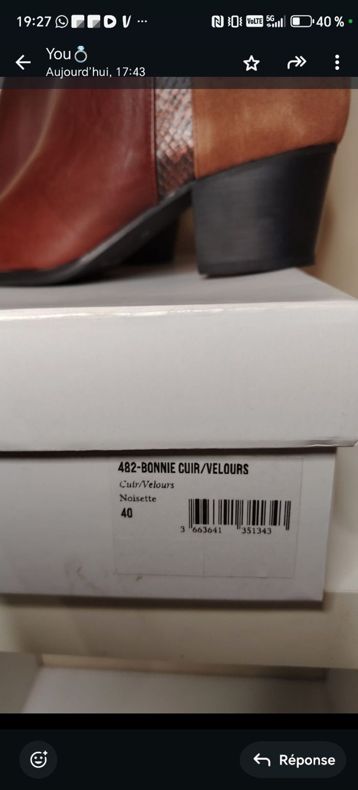 Bottines cuir velours - photo numéro 2