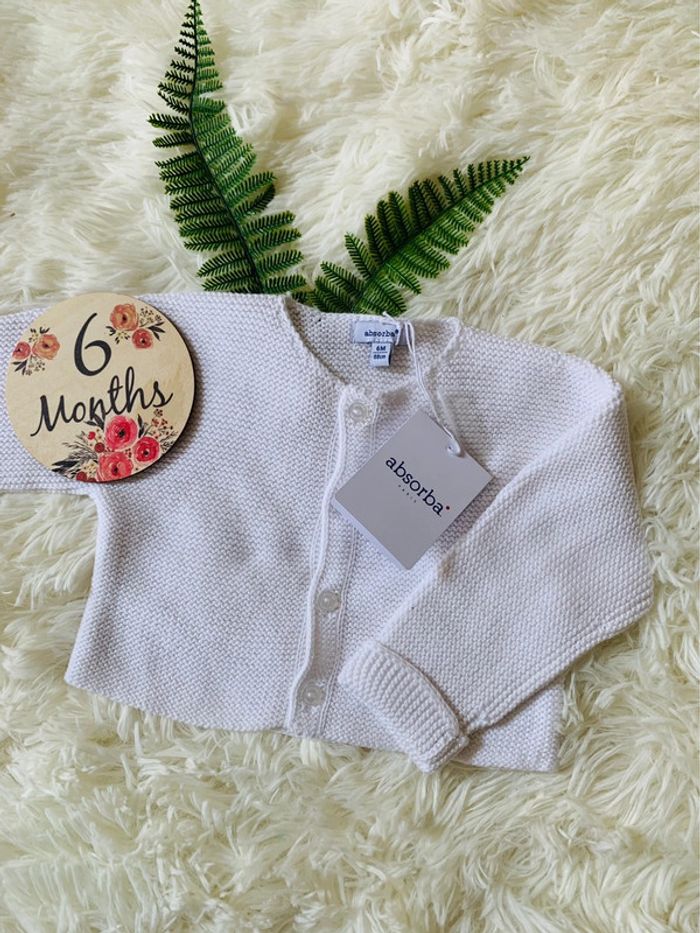 Gilet court Absorba neuf blanc en laine 6m - photo numéro 2