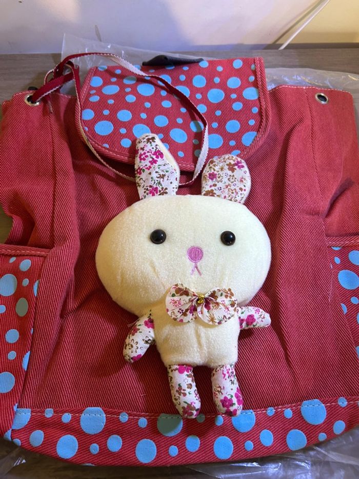 Sac à dos enfant neuf sous blister rouge avec un joli lapin - photo numéro 4