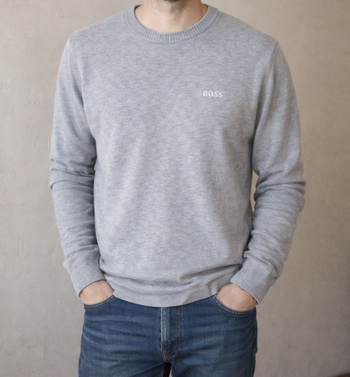 Pull fin gris clair Hugo Boss taille XL