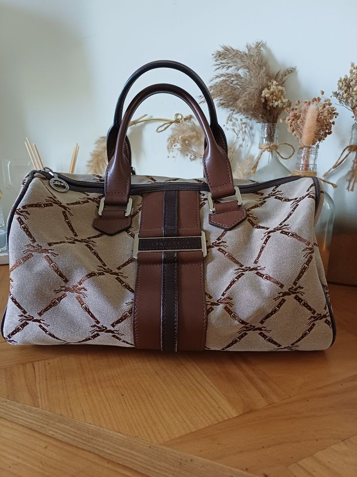 Sac à main longchamp cuir et toile
