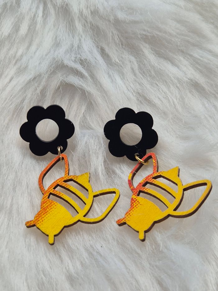 Boucles d’oreilles abeilles en bois - Bijoux - Abeilles - Bois