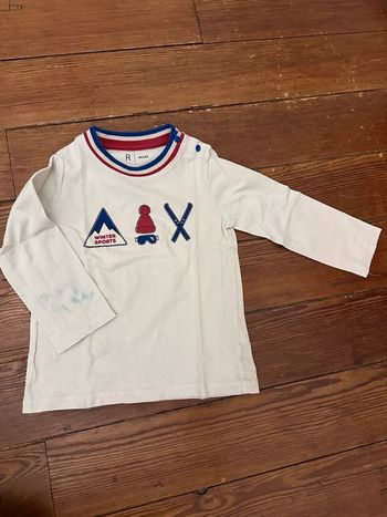 T-shirt La Redoute Ski bleu blanc rouge 18 mois