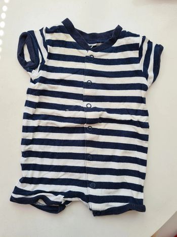 Body d'été type marin bleu et blanc, marinière bretagne breton bébé 3 mois sans manches